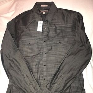 Express Fitted Gray Dress Shirt